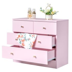 Modern 4 Drawer Dresser Storage Cabinet Pink