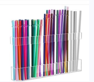 9.5" Large Acrylic Straw Holder for Cabinet Door - Reusable Tumbler Straw Organizer Storage, Small Kitchen Accessories Container