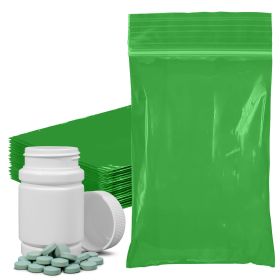 Small Zippered Plastic Storage Bags (3x5 Inch, 2 Mil Thickness, Green)