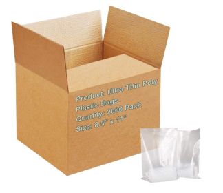 2000 Pack Clear Merchandise Bags (8.5 x 11 in) - 0.6 Mil Ultra Thin Poly Plastic