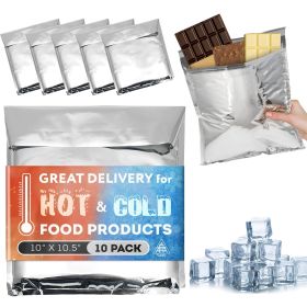 Needle-Punched Cotton Insedated Insulated Mailers (10x10.5in), 10-Pack Aluminum Foil Lining