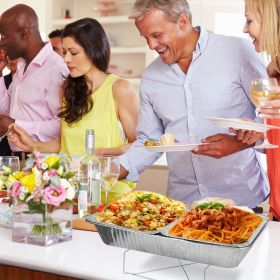 42Pcs Disposable Chafing Dish Buffet Kit - Heat-Resistant Aluminum Foil Pans, Iron Stands & Sturdy Utensils - Long-Lasting Warmth - Ideal for Cat