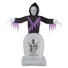 8ft Garden 3pcs LED String Lights Grim Reaper And Grave Inflatable Halloween Decoration (Option: HalloweenDecoration)