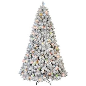Artificial 4ft Flocked Christmas Tree With 366 PVC Branch Tips, Pine Cone*21pcs, 150L Colorful Led, Memory Wire+iron Wire, Hinged Premium & Folda (Option: defaulttitle)