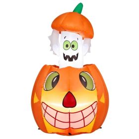 2.8 FT Halloween Inflatables Animated Pumpkin Ghost, Outdoor Decorations Blow Up Yard Decor With Built-in LEDs For Indoor Party Garden Lawn Decor (Option: HalloweenDecoration)