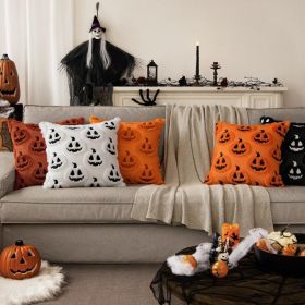 MIULEE Halloween Pumpkin Throw Pillow Covers 18x18  Orange Black Plush Cushion Covers (Option: Orange)