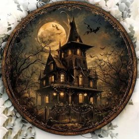 CIFbuy 1pc 8x8in Vintage Halloween Sign, "" Sign, 2D Flat Round Plaque, Flat Round Plaque, Haunted House Horror Castle DecorTikTok, TikTok, Temu (Option: defaulttitle)