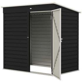 6' X 4' Outdoor Garden Shed, Metal Storage Shed With Lockable Door And Gloves For Backyard Garden Patio, Dark Gray Multiple Packages (Option: Dark Gray White)