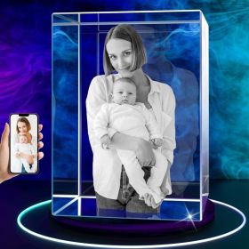 3D Crystal Photo Cube, Personalized Gifts For Father, Dad, Mom, Women, Her, Couple, Custom Gifts With Your Own Photo, 3D Laser Engraved Glass Pic (Option: XXLarge)